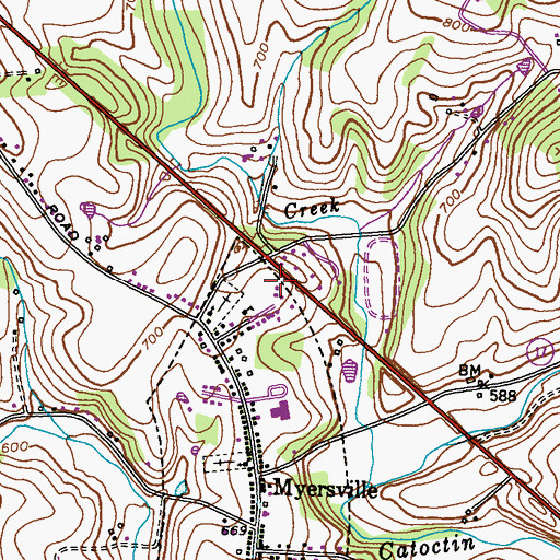 Topographic Map of Myersville Community Park, MD