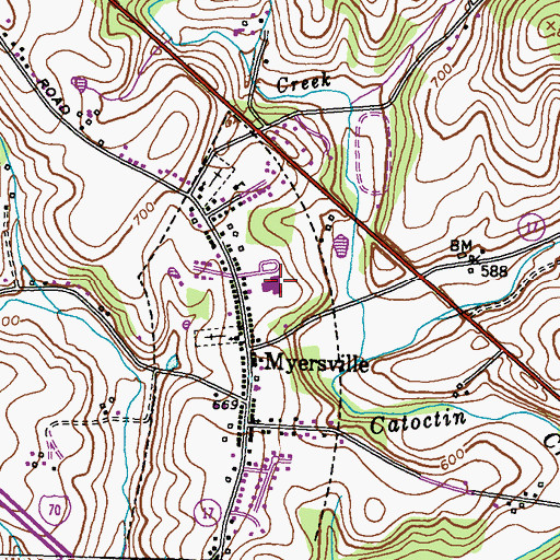 Topographic Map of Myersville Elementary School, MD