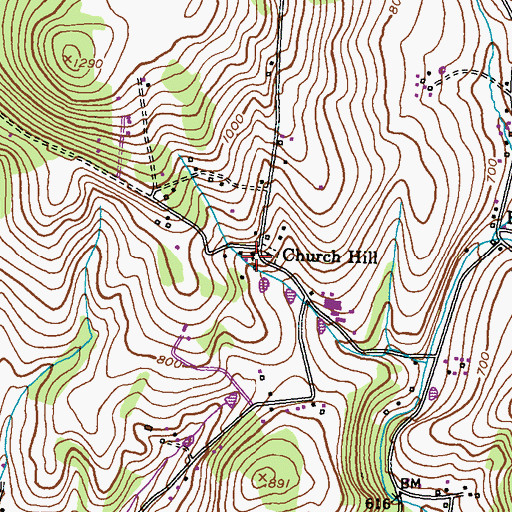 Topographic Map of Saint John Lutheran Church, MD