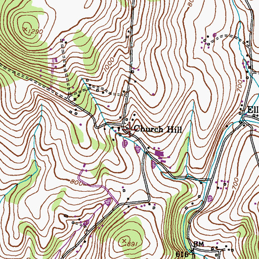 Topographic Map of Saint Johns Cemetery, MD