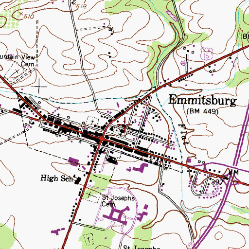 Topographic Map of Saint Joseph High School, MD