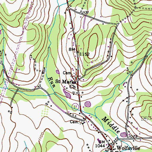 Topographic Map of Saint Marks Cemetery, MD