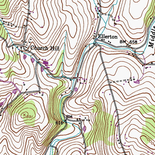 Topographic Map of Shady Grove, MD