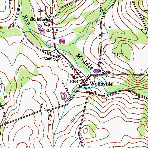 Topographic Map of Wolfsville Elementary School, MD