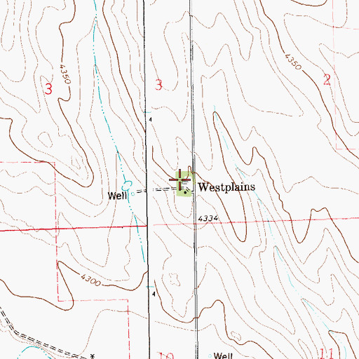 Topographic Map of Westplains, CO