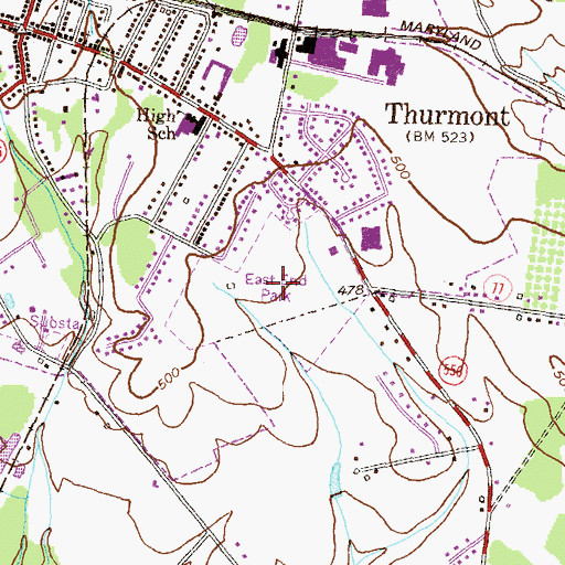 Topographic Map of East End Park, MD
