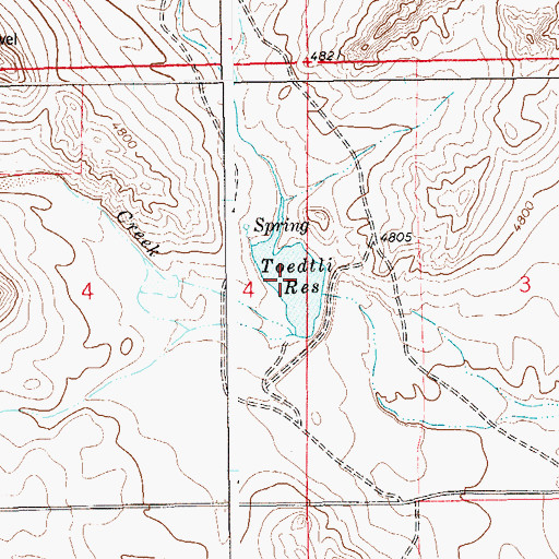 Topographic Map of Toedtli Reservoir, CO