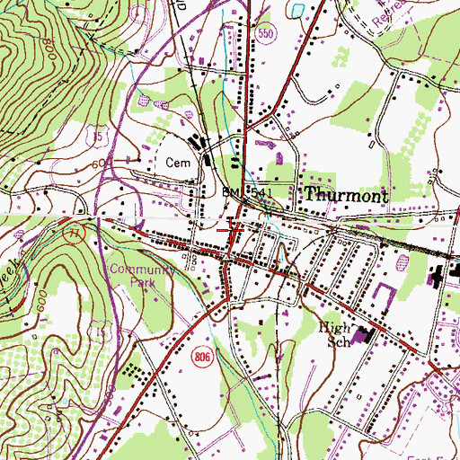 Topographic Map of Saint Johns Evangelical Lutheran Church, MD