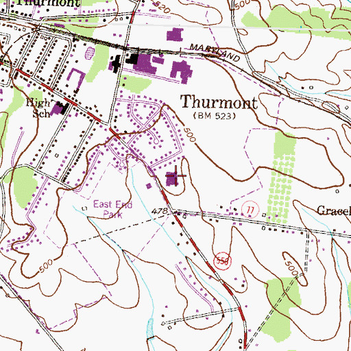 Topographic Map of Thurmont Elementary School, MD
