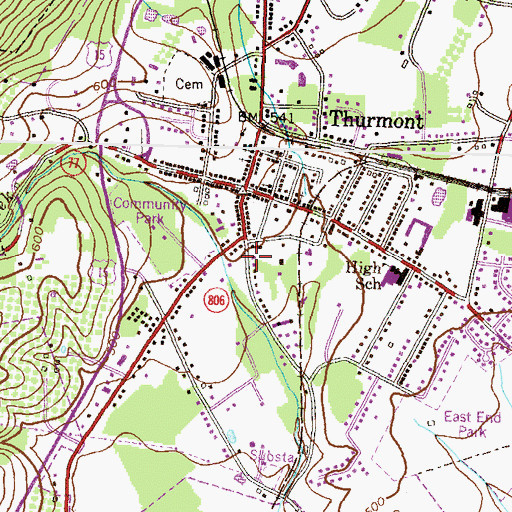 Topographic Map of Thurmont Post Office, MD