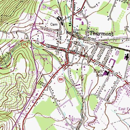 Topographic Map of Thurmont Town Hall, MD