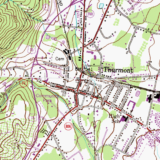 Topographic Map of Thurmont United Methodist Church, MD