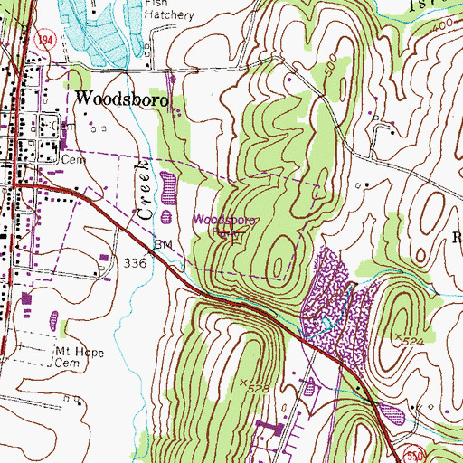 Topographic Map of Woodsboro Park, MD
