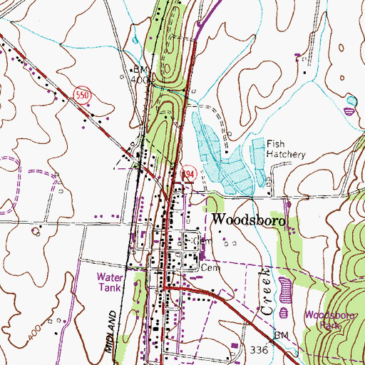 Topographic Map of Woodsboro Medical Center Primary Care, MD