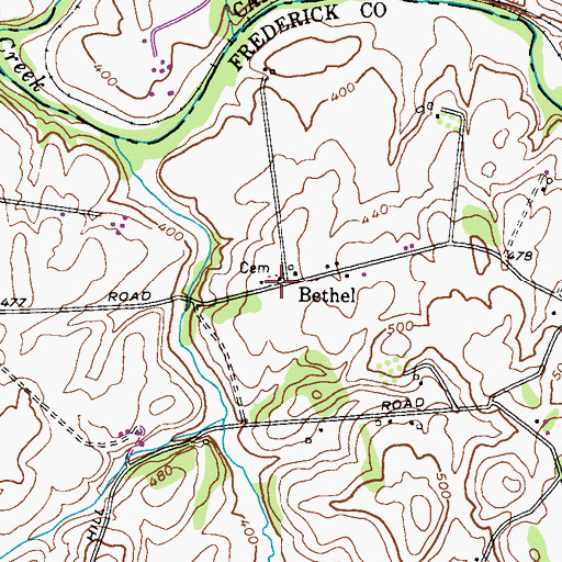 Topographic Map of Bethel Cemetery, MD