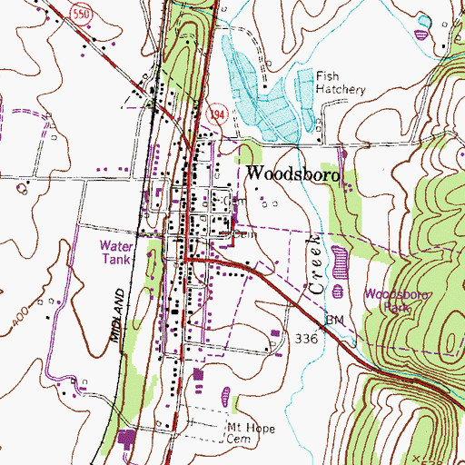 Topographic Map of Harlan Cemetery, MD