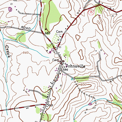 Topographic Map of Johnsville Cemetery, MD