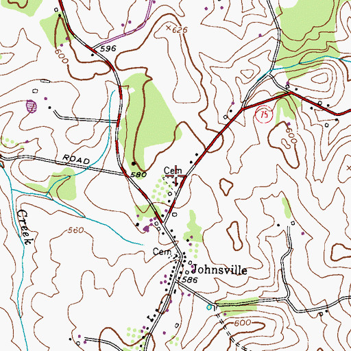 Topographic Map of Johnsville Cemetery, MD