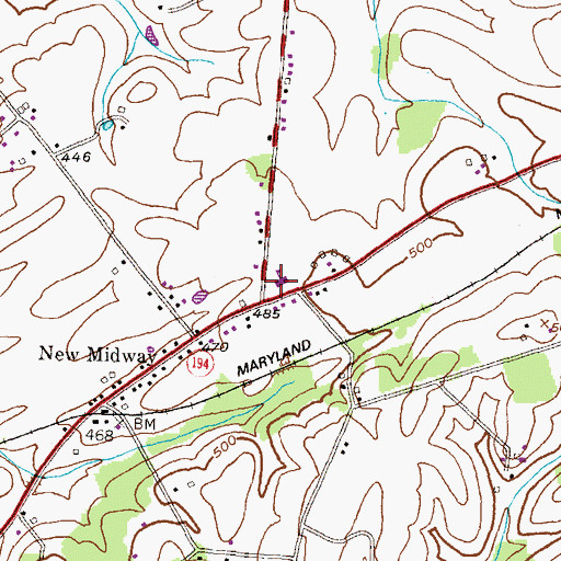 Topographic Map of New Midway Elementary School, MD