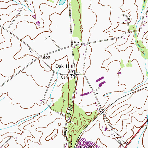 Topographic Map of Oak Hill Cemetery, MD