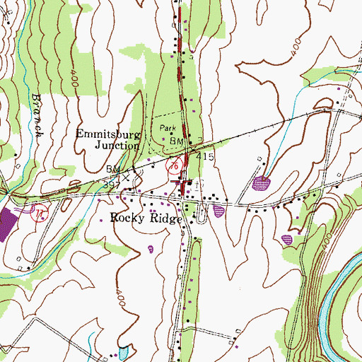 Topographic Map of Rocky Ridge Post Office, MD