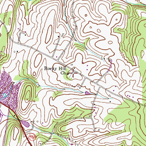 Topographic Map of Saint Peters Rocky Hill Cemetery, MD