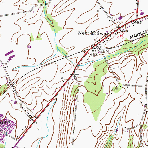 Topographic Map of Stull, MD