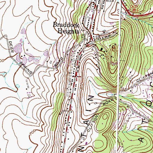 Topographic Map of Braddock Estates, MD