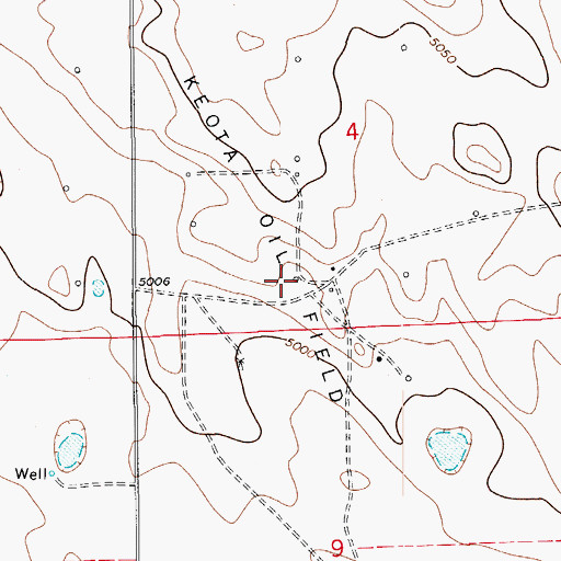 Topographic Map of Keota Oil Field, CO