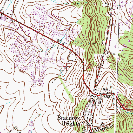 Topographic Map of Crest Manor Estates, MD