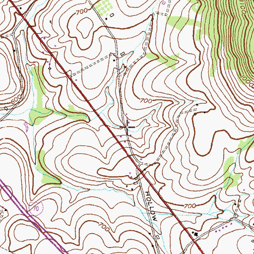 Topographic Map of Cross Hollow, MD