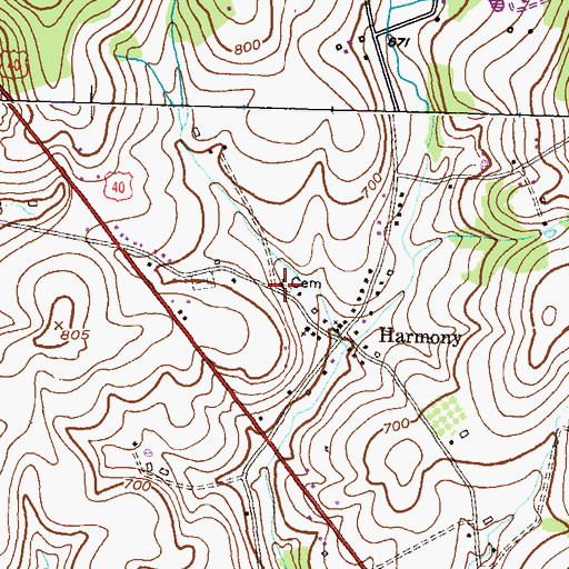 Topographic Map of Harmony Brethren Church, MD