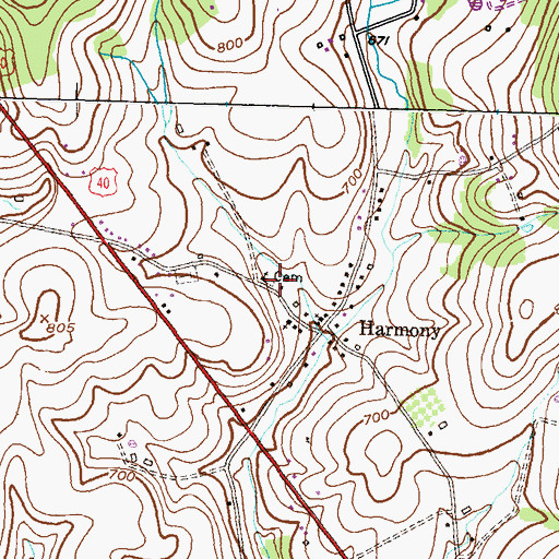 Topographic Map of Harmony Cemetery, MD