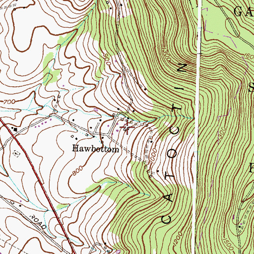 Topographic Map of Hawbottom Heights, MD