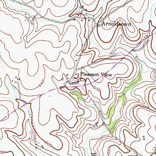 Topographic Map of Pleasant View Cemetery, MD