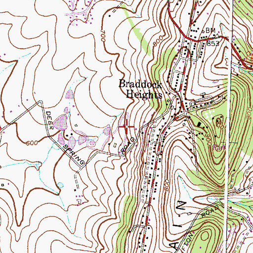 Topographic Map of Springdale, MD