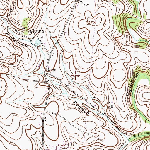 Topographic Map of Station Roads, MD
