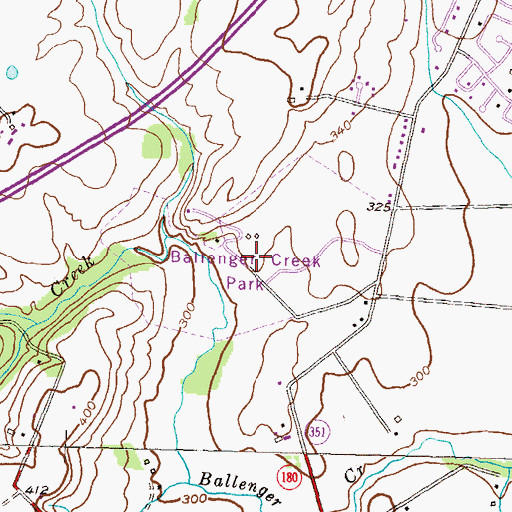 Topographic Map of Ballenger Creek Park, MD