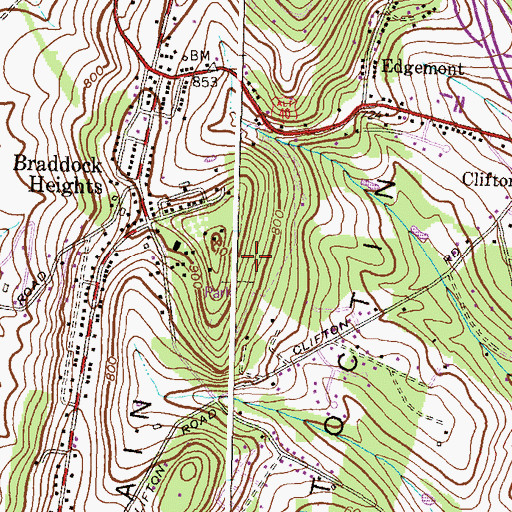 Topographic Map of Braddock Heights Park, MD
