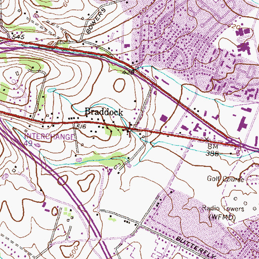 Topographic Map of Braddock Lutheran Church, MD