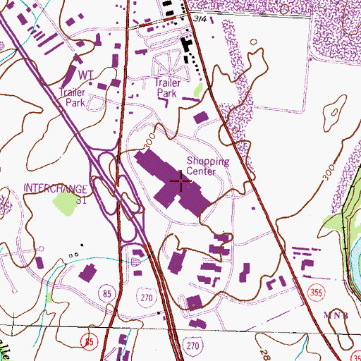 Topographic Map of Francis Scott Key Mall Shopping Center, MD