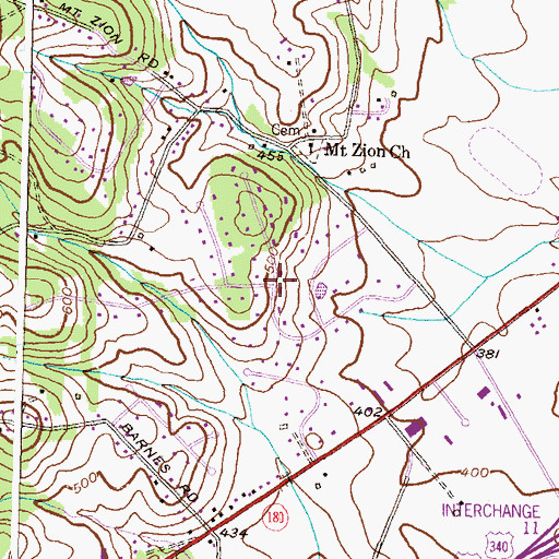 Topographic Map of Hillside Estates, MD