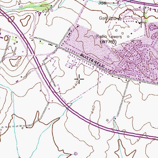 Topographic Map of Monarch Ridge, MD