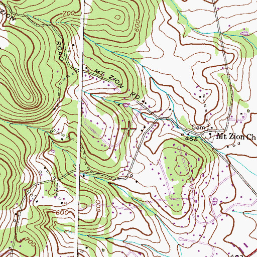 Topographic Map of Mount Zion Knolls, MD