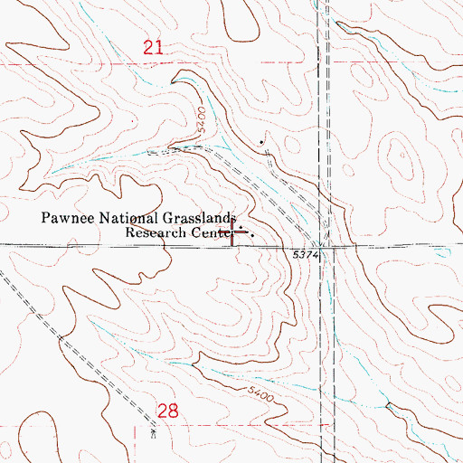 Topographic Map of Pawnee National Grasslands Research Center, CO