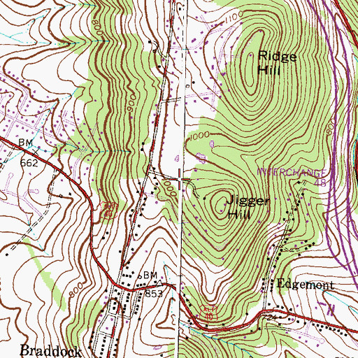 Topographic Map of Ridge Crest Estates, MD
