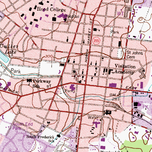 Topographic Map of All Saints Episcopal Church, MD