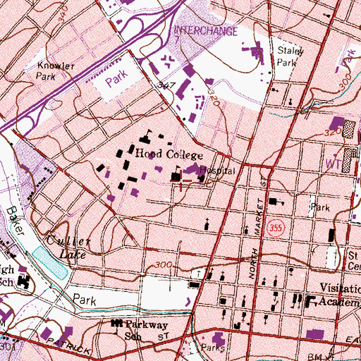Topographic Map of Elm Street School, MD