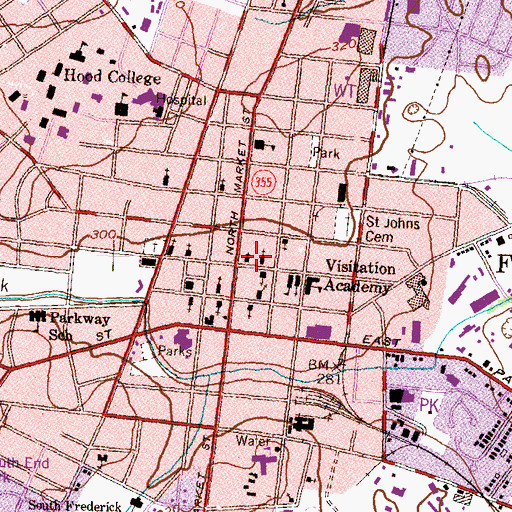 Topographic Map of First Church of Christ Scientist, MD