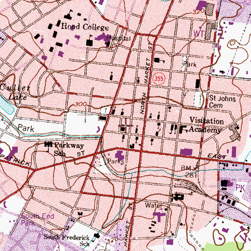Topographic Map of Frederick City Hall, MD